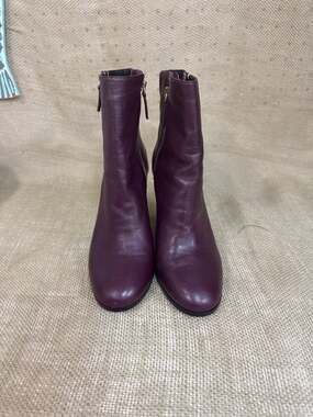 Katherine Kelly Jaymie Burgundy Leather Ankle Booties